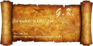 Gresko Klára névjegykártya